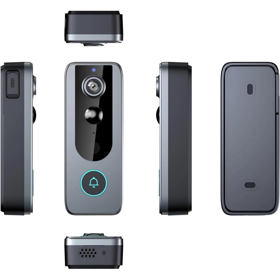 Campanello video wireless 1080P con campanello, WiFi 2.4Ghz, rilevamento movimento PIR, audio a 2 vie, Wi-Fi 2.4G, alimentazione a batteria, visione notturna, archiviazione cloud, sorveglianza