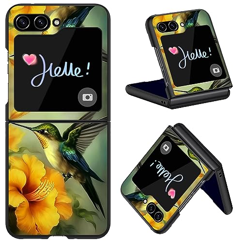 Qindaiwen for Samsung Galaxy Z Flip 5 5G Case, Hard PC Shell Ultra Thin Slim Durable Protective Phone Case Cover for Samsung Galaxy Z Flip5 5G 2023, Hummingbird-B
