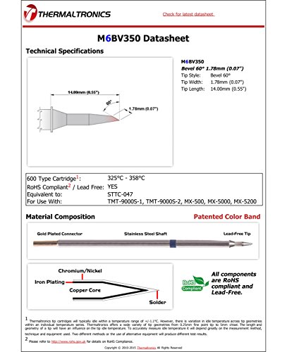 Image of Thermaltronics M6BV350 Bevel 60deg 1.78mm (0.07in) interchangeable for Metcal STTC-047