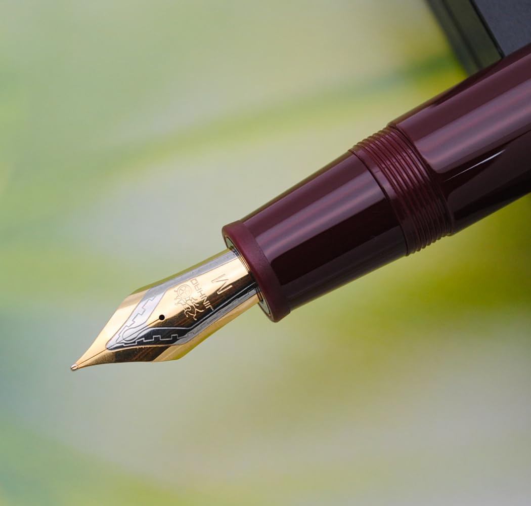 JINHAO DADAO 9019 Fountain Pen Acrylic Ink Pen with Ink Converter (Medium Nib, Wine Red) - Image 2