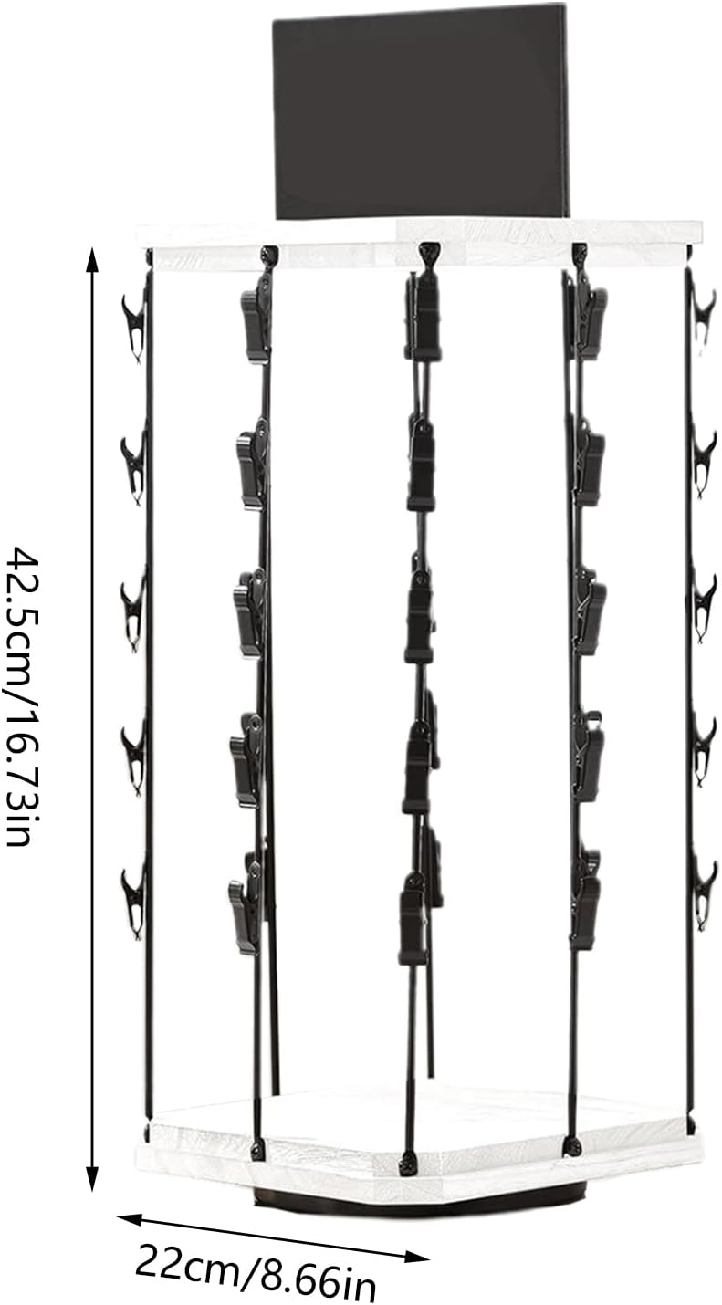 カウンター用スナックディスプレイ スタンド | チップオーガナイザーラック 回転式 5段 40クリップハンガー収納ステーション -