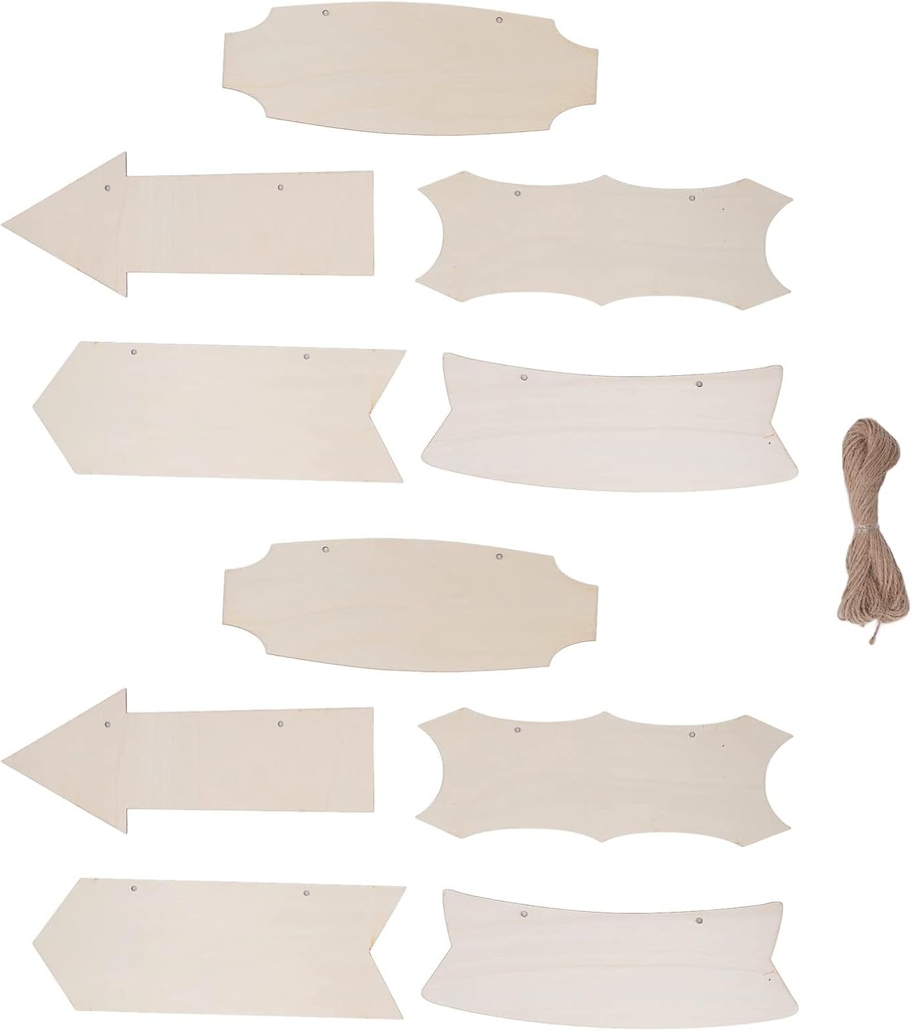 Unfinished Hanging Wood Sign, 10Pcs Wooden Arrows for Crafts Wooden Sign with Rope Blank Hanging Decorative Woodens Plaque for Crafts