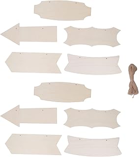 Unfinished Hanging Wood Sign, 10Pcs Wooden Arrows for Crafts Wooden Sign with Rope Blank Hanging Decorative Woodens Plaque for Crafts
