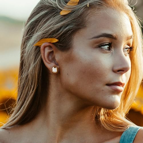 LEONIDS 1 Carat Emerald Cut Moissanite Earrings For Women | D Color VVS1 Clarit 925 Sterling Silver 14K Gold Stud Earrings | Birthday Jewelry Gifts for Her Mom Wife3