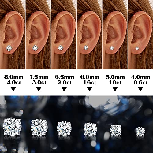 Jewenova Moissanite Stud Earrings, 0.6Ct-3Ct D Color Vvs1 Clarity, Brilliant Round Cut Lab Created Diamond Earrings, 18K White Gold Plated S925 Sterling Silver Moissanite Earrings #TOP2