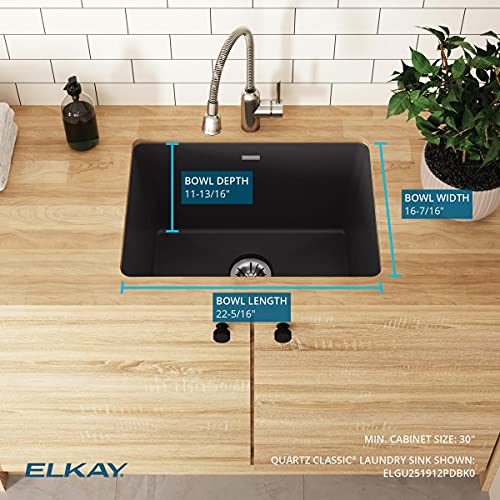 Elkay Quartz Classic ELGU251912PDBK0 Undermount Laundry Sink with Perfect Drain, Black by Elkay - Image 4