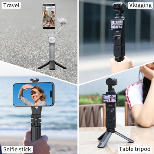 Image of VRIG TP05S Mini Tripod for DJI OSMO Pocket 3,Portable Pocket Stand Desk Small Handheld Selfie Stick with 1 /4 inch Screw Vlog for insta360 X5 /X4 /X3 /DJl Osmo Action 5 Pro /4 /3