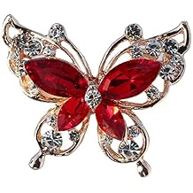 Brooch, Lady Pin Rhinestone Butterfly Shape Multi Colors Stainless Dress Brooch for Prom Lady Pin