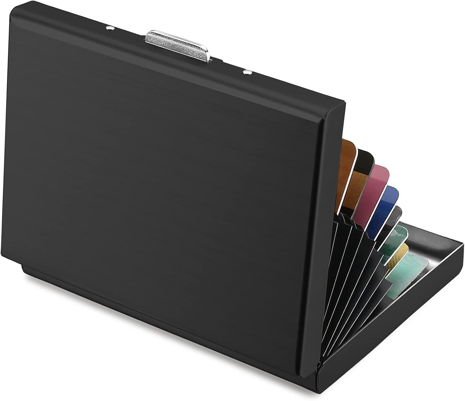 RFID Blocking Credit Card Holder Slim Metal Credit Card Wallets Stainless Steel Card Case Portable Business Card organizer for Women or Men (Black),MCC-0716
