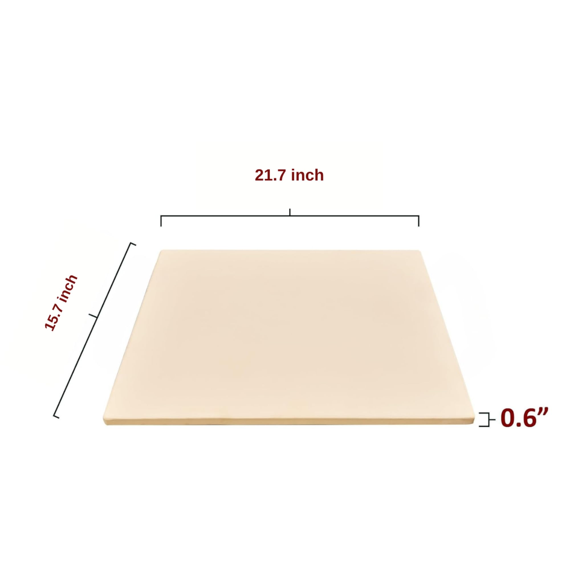 Extra großer Pizzastein 55,9 cm für Grill – 55,9 x 40,6 cm Pizzastein für Grill-, BBQ- und Backbegeisterte – langlebiger Cordierit-Backstein für Brot, Kekse und handwerkliche Kruste
