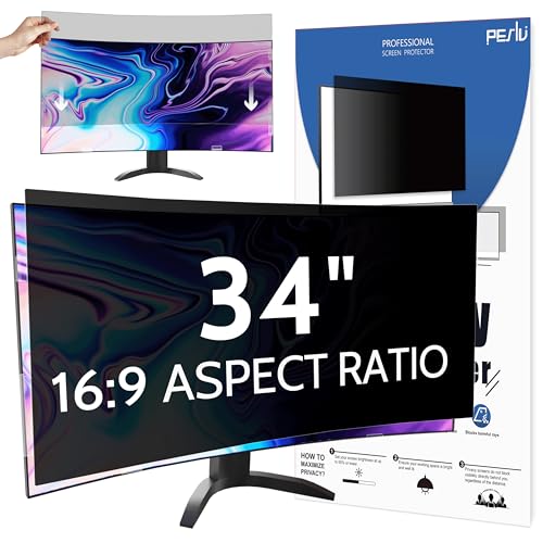 Peslv Computer Privacy Screen 34 Inch for 21:9 Curved Monitor Removable 34inch Anti Blue Light Anti Glare Monitor Privacy Filter Shield