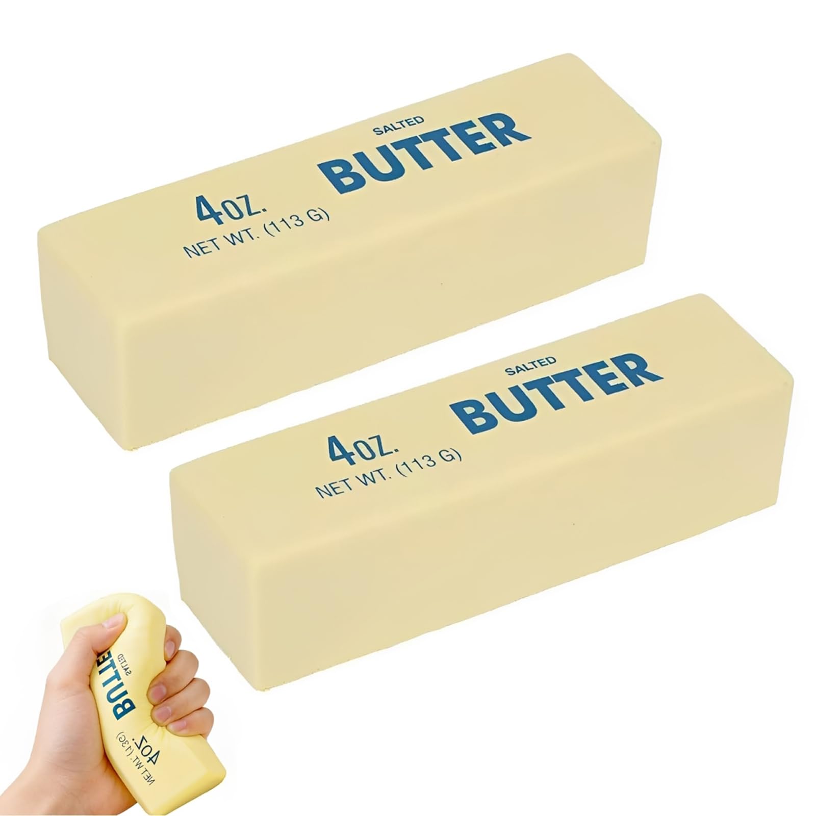 2PCS Butter Squishy, Butter Stick Squishys Stress Relief Block, Realistic Large Butters quishy,Slow Rebound Butters Stick, Adults Office Home(Yellow+Pink)