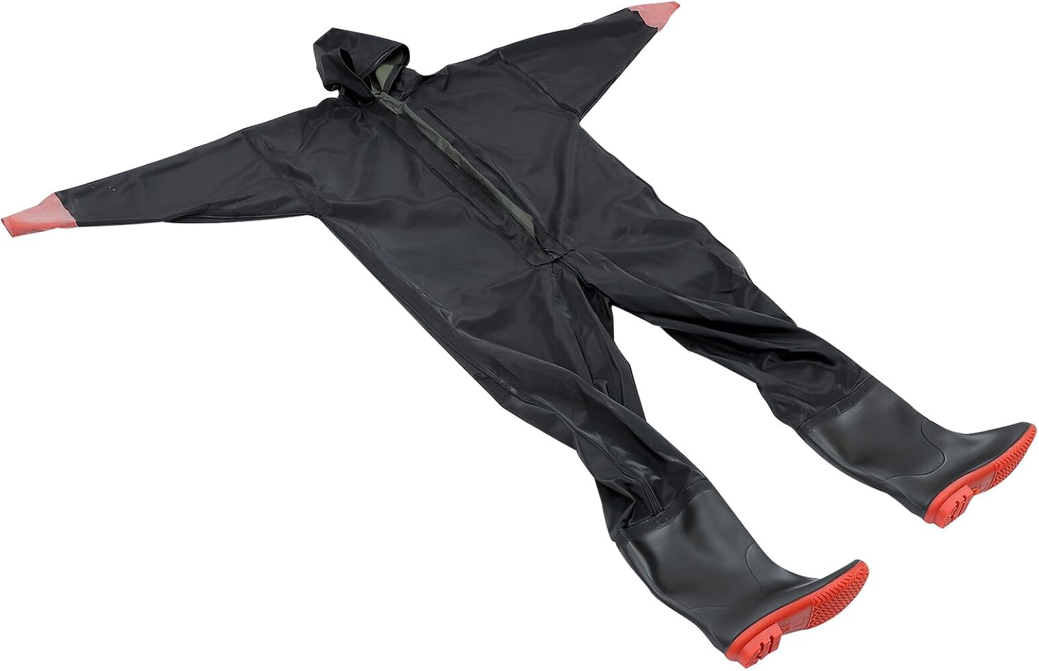 Waterproof Full-Body Fishing Waders Overalls with Black Knitted 75 Denier Breathable Fishing Zip Wading Suit and Wading