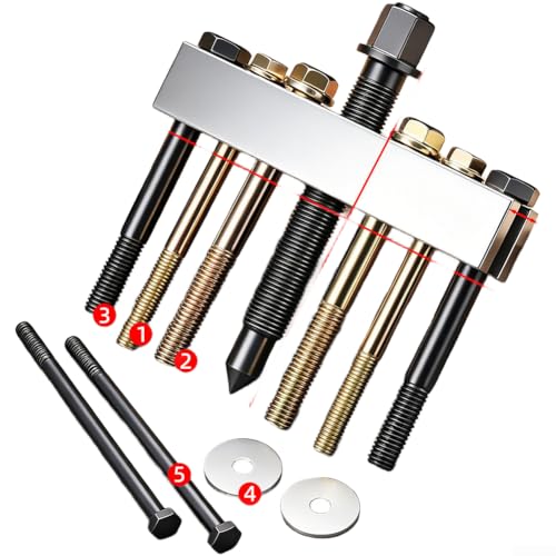 Image of Aprilsunnyzone Heavy Duty Crankshaft Pulley Remover Tool For Automotive Engine Repair With Multiple Size Adapters And Heat Treated Forging Tips(B)