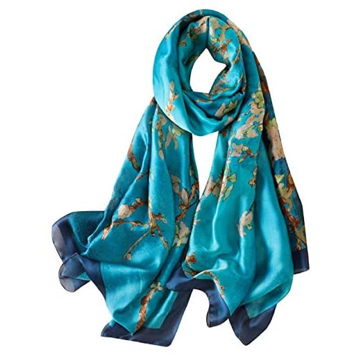 heekpek Bufanda Seda Mujer Satín Bufanda Estampada Ligero Elegante Chal Fulares Cuello Pañuelo de Seda para Mujer