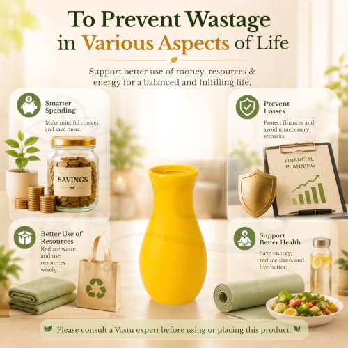 Image of Vastu Yellow Vase |Size- 7 Inch Approx | Decorative Resin for Home & Office Decor | Elegant Modern Yellow for Living Room, Table & Gifting | Pack of 1