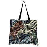 Bolsa de lona de animales africanos cebra bolsa de tela reutilizable bolsa de comestibles bolsas de hombro