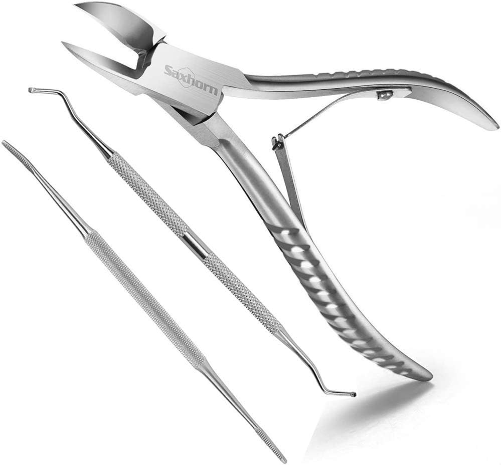 Toenail Clippers, Saxhorn Nail Clippers for Thick and Ingrown Toe Nail – Heavy Duty Nail Nipper and Cuticle Clippers – Stainless Steel