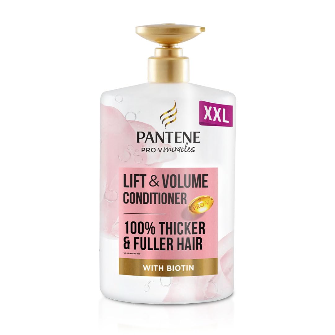Pantene Lift & Volume Thickening Hair Conditioner, Silicone Free, 1L XXL Pump with dispenser. With Biotin & Antioxidants. For thin, flat hair to make it visibly thicker & fuller, in 1 use.Pantene Lift & Volume Thickening Hair Condition…