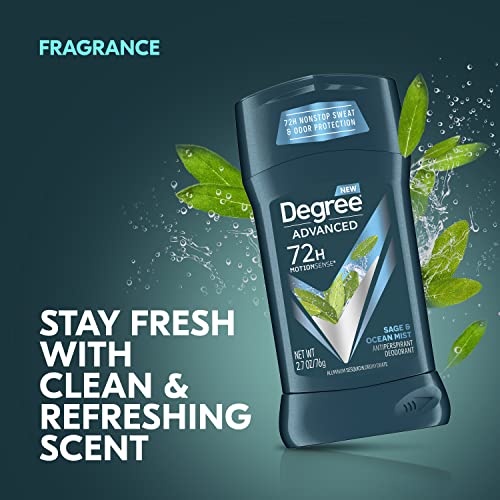 Degree Men Advanced Antiperspirant Deodorant 72-Hour Sweat And Odor Protection Sage And Ocean Mist Deodorant For Men With Motionsense Technology 2.7 Oz 4 Count #TOP3
