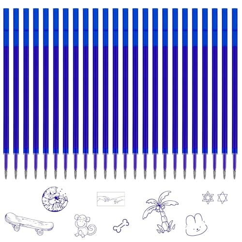 24x Recambios Boligrafos Borrables,Compatibles con Legami, Punta de 0,7mm,Altura 13cm,Bolígrafo roller borrable,Tinta termosensible,Recambio reemplazable (Azul-24)