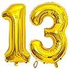Jrzyhi Ballonnen, cijfers, luchtballon, 13e verjaardag, gouden reuze, folieballon, nummer 13 heliumnummer, grote XXL…