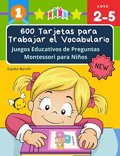 600 Tarjetas para Trabajar el Vocabulario Juegos Educativos de Preguntas Montessori para Niños Español Marathi Easy learning basic words cartoon ...