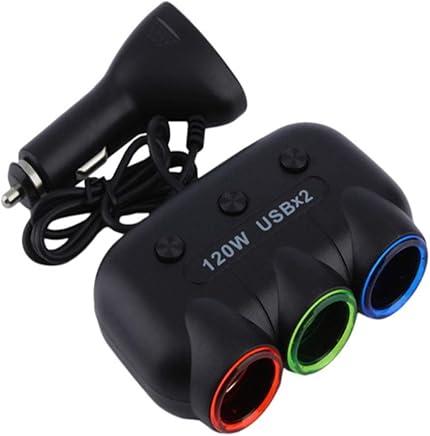QINWEI Coche Separador de Encendedor de Cigarrillos con un Distribuidor de energ?a de un Minuto y Tres con 2USB QINWEI Coche Separador de Encendedor de Cigarrillos con un Distribuidor de energ?a de un Minuto y Tres con 2USB