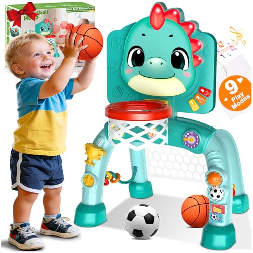 Image of Zerhunt Baby Boy Toys for 1 Year Old: Motor Skills Development Energy Release by Mini Basketball & Soccer with Music & Light for Indoor Outdoor - Idea Christmas Birthday Gift for Boys Girls Age 1-3