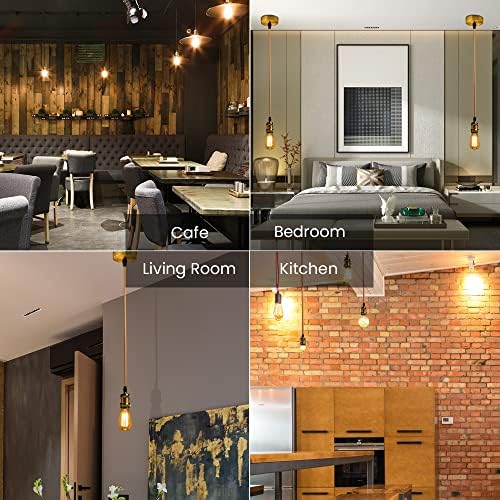 Luxvista Chrome Pendant Light Fitting,Ceiling Rose Light Fitting,E27 Pendant Light Fitting,Suspended Vintage Pendant Holder with Braided Flex Cable
