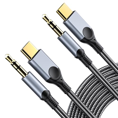 Aux to USB C Audio Cable 2 Pack [4FT], Type C to 3.5mm Aux Cord Hi-Fi DAC Headphone Jack Adapter Dongle Compatible with iPhone 17/16/15, Samsung S25/S24/S23, iPad Pro, Pixel, Car, Headphones, Speakers