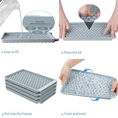 Wibimen Mini Ice Cube Trays, Upgraded Small Ice Cube Trays Easy Release, 159X4 Pcs Tiny Ice Cube Tray Crushed Ice Tray For Chilling Drinks Coffee Juice(4Pack Blue Ice Trays & Ice Bin & Ice Scoop) #TOP2