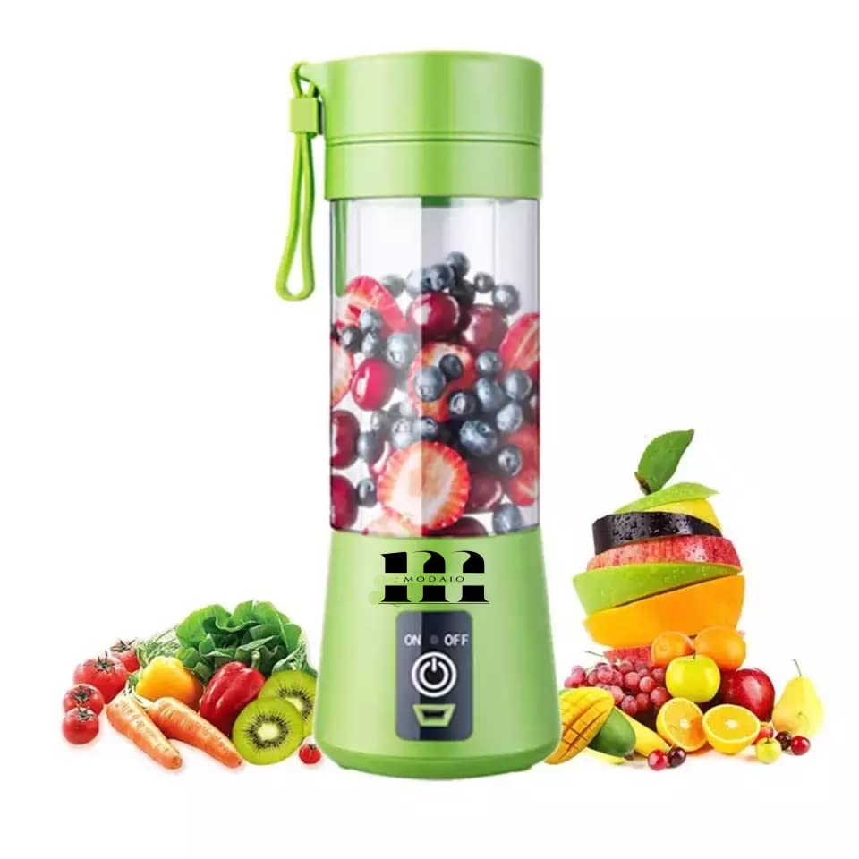 MODAIO Portable Mini Juicer Blender for Milk Shakes, Fruit Juice and Smoothies, Six 3D Blades Ice Crushing Rechargeable with USB, 13oz (Green)