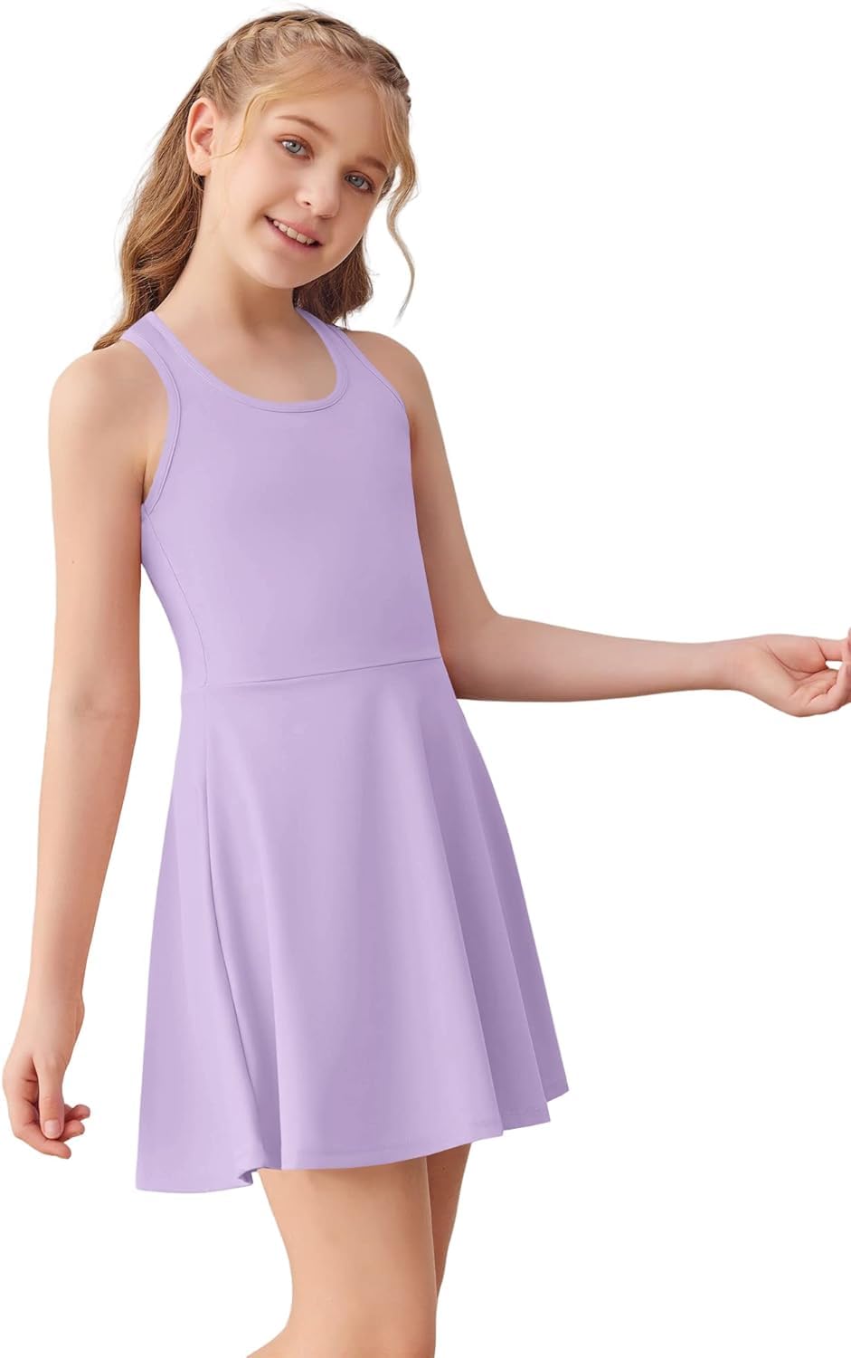 Haloumoning Robe de tennis pour fille - Sans manches - Dos nageur - Robe de sport pour l'école - Avec poches courtes