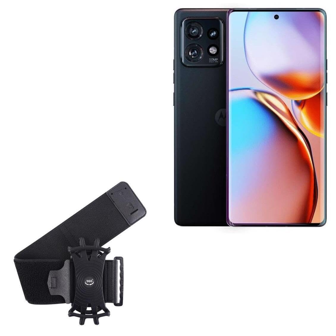 BoxWave Holster Compatible with Motorola Edge+ (2023) - ActiveStretch Sport Armband, Adjustable Armband for Workout and Running - Jet Black