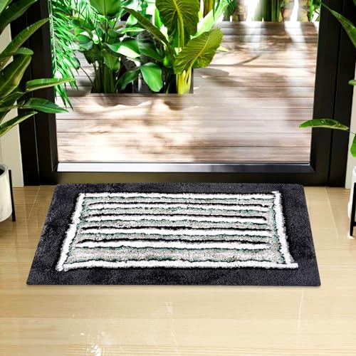 Image of Kuber Industries Door Dust Trapper Mat | Anti-Skid Door Entrance Mat | Floor Mat for Home Entrance | Micro Border | Entryway Door Mat | Pack of 2 | Gray
