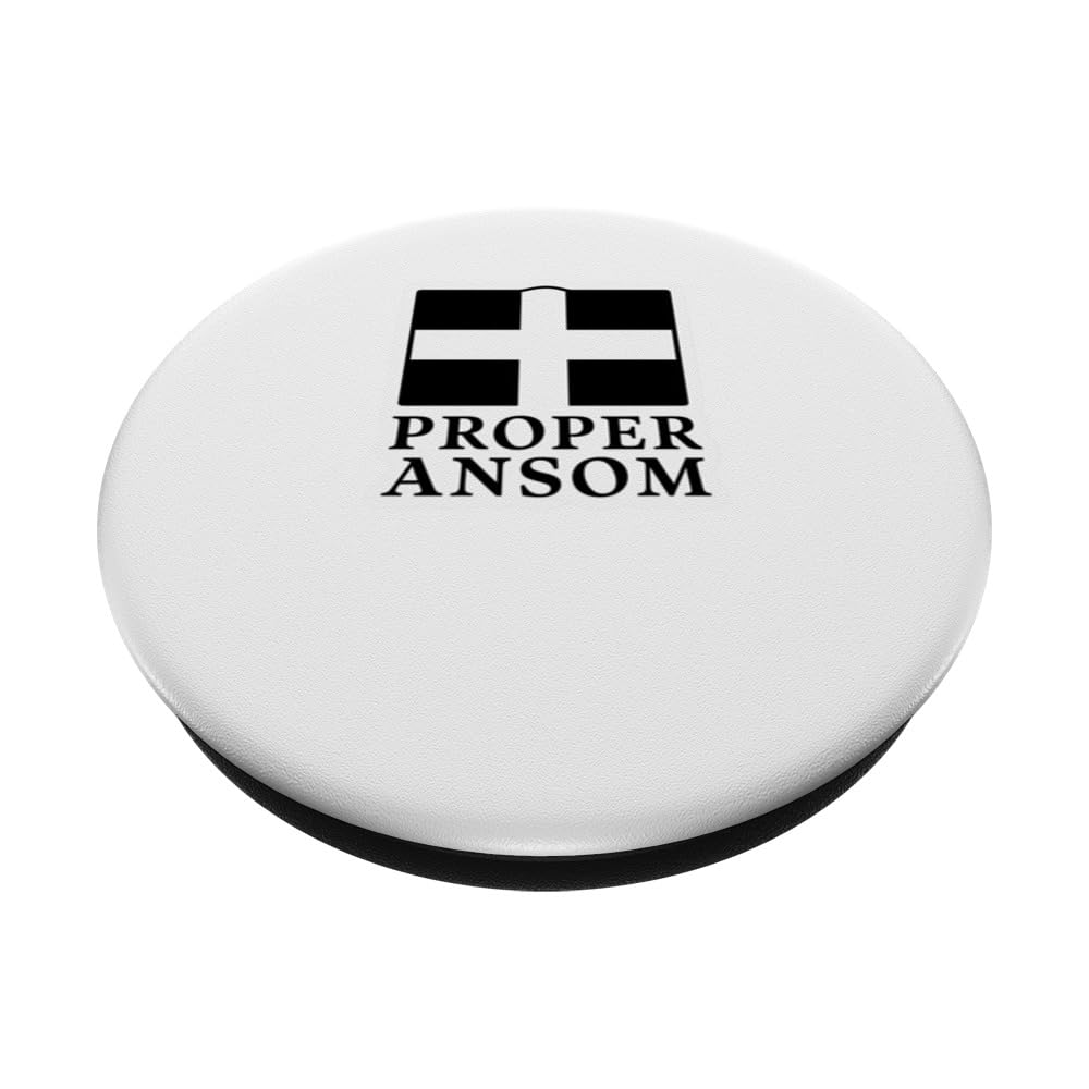 Proper Ansom Cornish Flag Love Cornwall PopSockets Swappable PopGrip, Black - Image 2