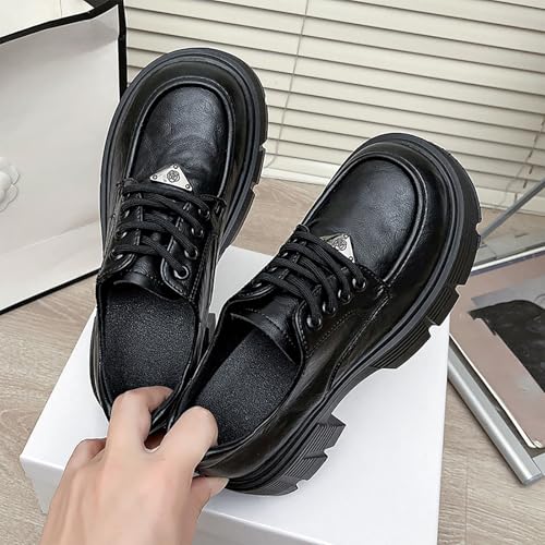Women's Chunky Platform Oxford Shoes, Winter Style Height-Boosting Comfortable School & Work Shoes for Women4