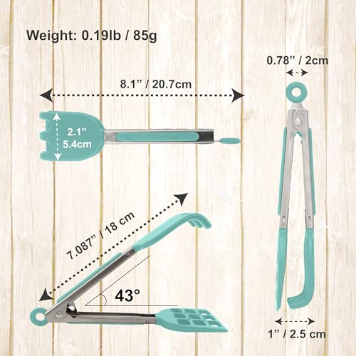 image for Mini Waffle Tongs by StarBlue Green – 8 Inches Silicone and Nylon Se