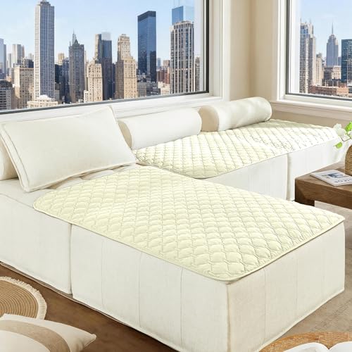 Image of gogobunny 100% Double-Sided Waterproof Dog Bed Cover Pet Blanket Sofa Couch Furniture Protector for Puppy Large Dog Cat, Reversible (40x50 Inch (Pack of 1), Dark Cream /Light Cream)