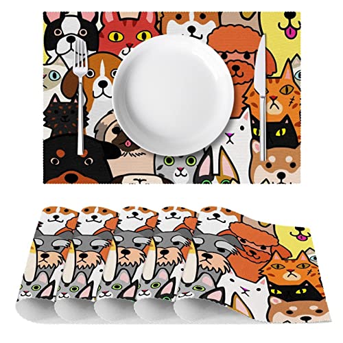 Sets de table lot de 6 lavables et antidérapants pour repas 30x45 cm