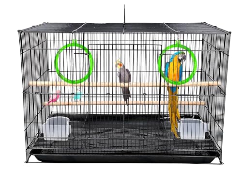 Image of Buraq 1.5FT Bird Cage Best for Lovebird, Parrot, Parakeet, Budgie, Cockatiel Cage Hammock Small Large Bird Cage with Birds Cage Accessories (1.5Ft - Blue)