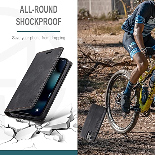 Haii Case For Iphone 13 Mini,Pu Leather Folio Flip Wallet Case With Card Holster Stand Kickstand Magnetic Closure Shockproof Phone Cover For Iphone 13 Mini 5.4 Inch 2021 (Black) #TOP5