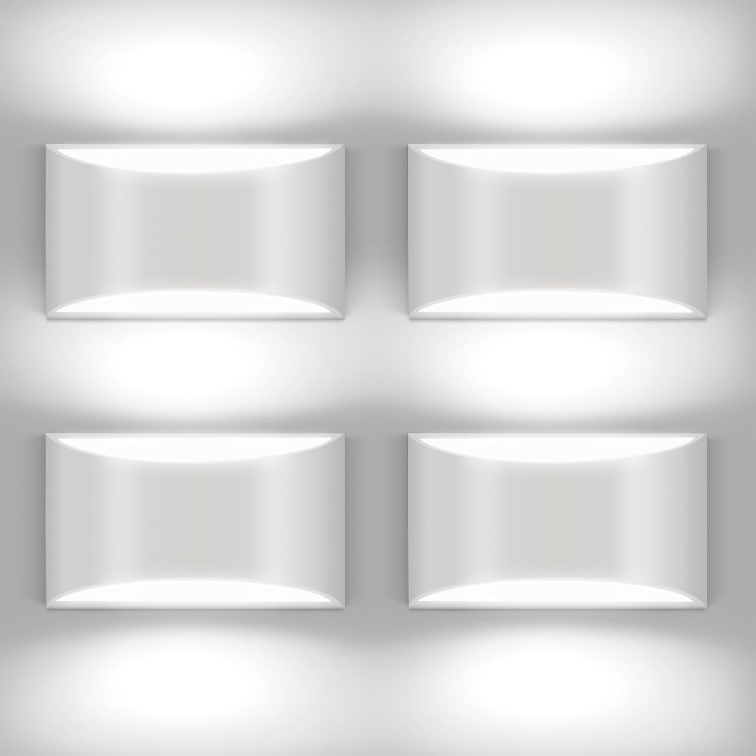 4 Pack White LED Wall Sconce Hardwired Indoor Wall Lights Up and Down Wall Mount Light for Living Room Bedroom Corridor Hallway Conservatory Cool White 6000K(with G9 Bulbs)