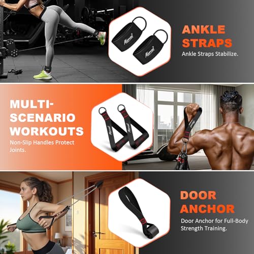 HPYGN Resistance Bands, Exercise Bands with Handles, Fitness Bands, Workout Bands with Door Anchor and Ankle Straps, for Heavy Resistance Training, Physical Therapy, Shape Body, Yoga, Home Workout Set - Image 6
