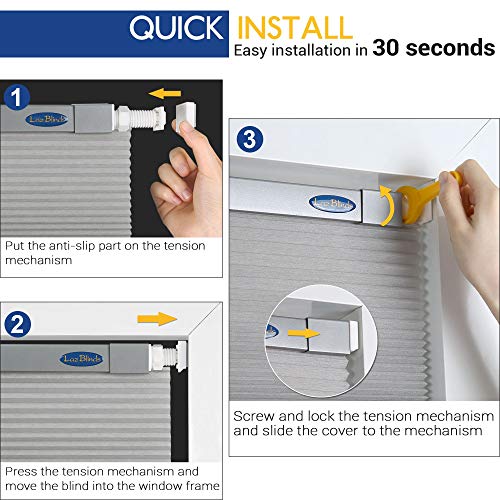 image for LazBlinds Cordless Cellular Shades, No Tools No Drill Light Filtering 