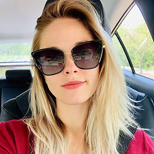 Óculos de Sol Feminino Olho de Gato Joopin Vintage Armação de Metal Óculos Proteção UV 400 ( Preto E