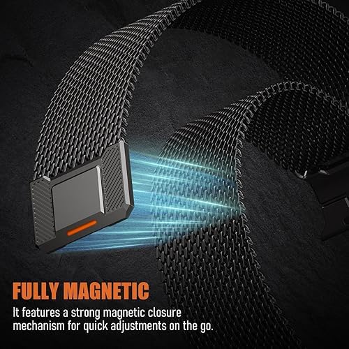 Image of Croiky Milanese Loop Magnetic Mesh Metal Stainless Steel Strap Compatible With Apple Watch Ultra 3|2 Band 49mm Series 10, iwatch 10|11 Band 46mm, 9|8|7 45mm, SE2|6|5|4 44mm - Black