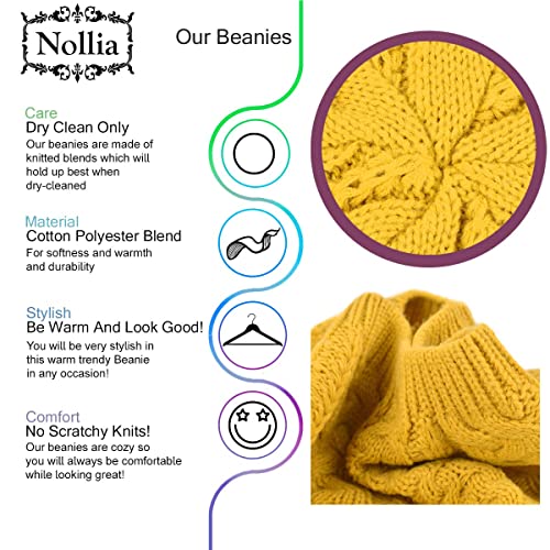Image of Nollia Soft Knit Solid Color Beanie, Chic, and Lightweight Crochet Knitted Style Beanie Hat for Women, One Size Slouchy Hat