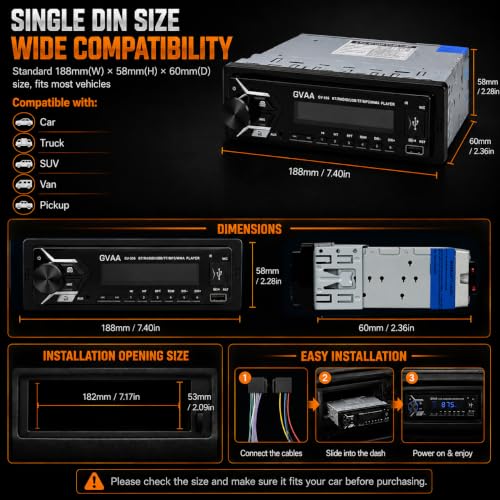 Image of AUTO SNAP Single DIN Car Stereo MP3 Player with USB, AUX, FM Radio, Bluetooth, Hands-Free Calling & Digital Display | Car Music System with Easy Controls with 506